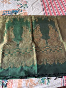 Elegant Green Saree with Gold Border