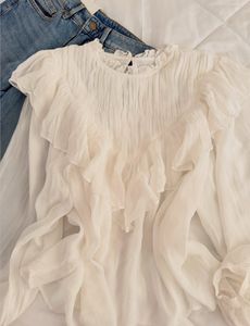 Elegant White Ruffle Blouse