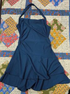 Navy Blue Halter Neck Dress