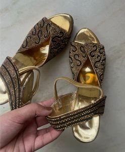 Elegant Gold Embellished 4 Inch Heels
