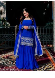 bust 38 Stunning Royal Blue Embroidered Kurta Set