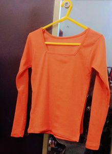 Women Square neck Orange Top.