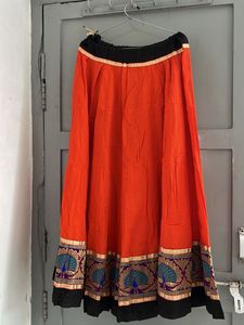 🧡✨ Orange Peacock Print Navratri Chaniya ✨🦚