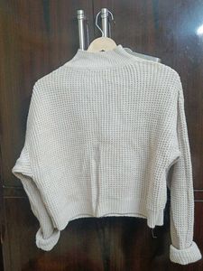 Beige Knit Turtleneck Sweater