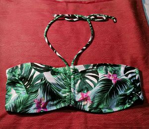 Tropical Print Bandeau Bikini Top