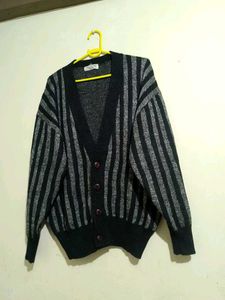 Striped Button-Up Cardigan