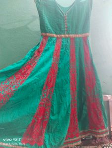 Green Embroidered anarkali kurti