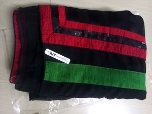 Heavy Black Multi Colour Sequence Border Design Sa