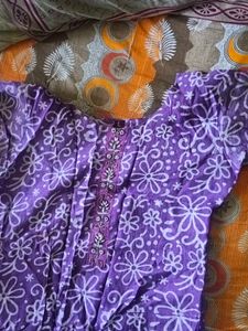 Purple Floral Print Kurta
