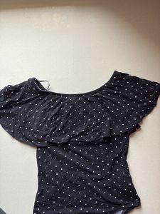 Y2K Polka Dot Off Shoulder Bodysuit
