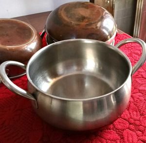 Set of 3 Stainless Steel Pots with lids