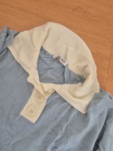 Light Blue Collared Long Sleeve Top