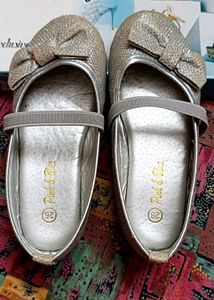 Sparkly Silver Bow Ballerina Flats