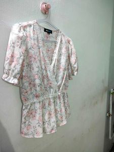 Floral Print Wrap Blouse