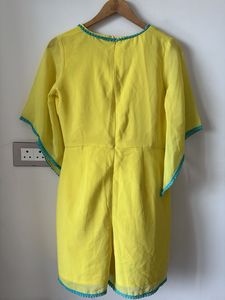 Vibrant Yellow jumpsuit with Teal Trim