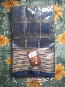 Elegant Blue &amp; Gold Striped Saree