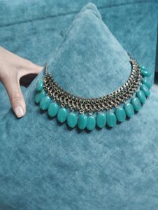 Set of 2 Statement Necklace with Turquoise Beads