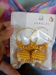 Elegant Yellow Jhumka Earrings