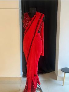 Stunning Red Ready to Wear Sequin Saree