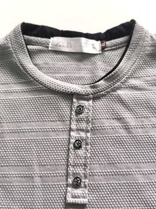 Zara Men's Grey Striped Henley T-Shirt