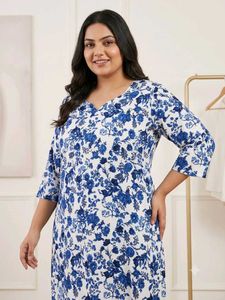 Blue Floral Print Kurta