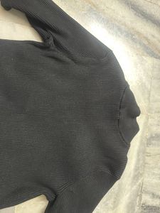 Black Ribbed Turtleneck Top