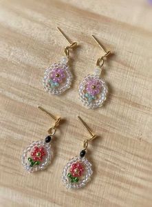 Handmade Beaded Flower Earrings