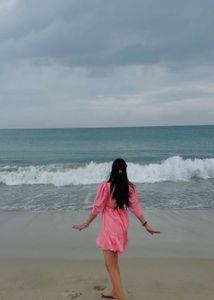 Pink Puff Sleeve Square Neck Dress