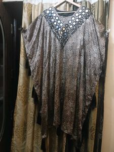 Embellished Leopard Print Kaftan Gown