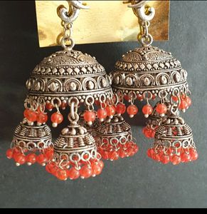 Elephant Orange Jhumka Earrings