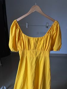 Yellow Linen Cotton Maxi Dress