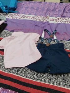 Boys' Pink Shirt &amp; Navy Shorts Set