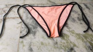 Peach Bikini Bottom with Black Trim