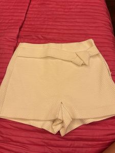 White Textured Skort with Belt