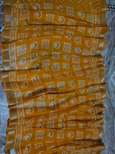 New Arrival Yellow Floral Print Saree