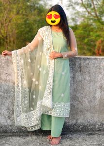 Full Embroidered Kurta , Palazo And Dupatta