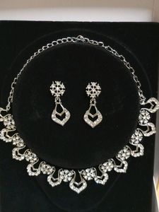 Silver Diamond Jewellery Set