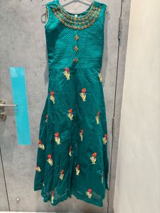Elegant Teal Embroidered gown