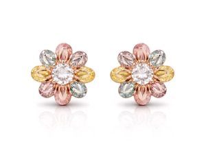 Flower Gemstone Stud Earrings