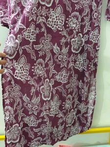 V-Neck Floral Print Kurta