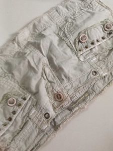 Distressed Cargo Mini Skirt