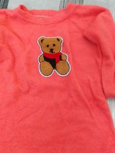 Cute Bear Applique Pajama Set girls winter