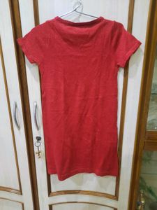 H&amp;M Red Knit Dress with Bow Detail