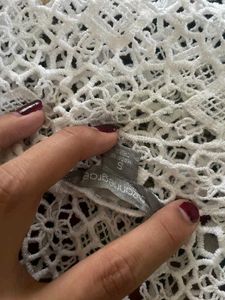 White Crochet half Sleeve Top