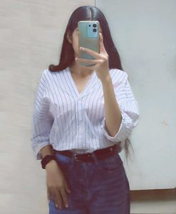 Korean Striped V-Neck Casual shirt
