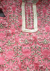 3 pics Pink Floral Print Kurta set