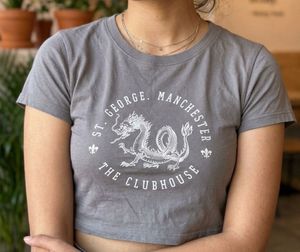 Grey Dragon Graphic Cropped T-Shirt