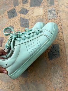 Mint Green Lace-Up Sneakers