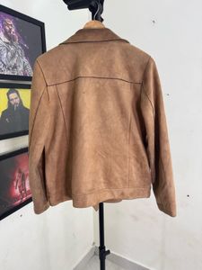Brown Faux Suede Moto Jacket