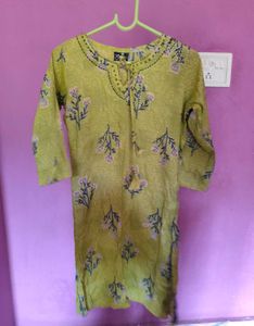 Yellow Printed Kurta